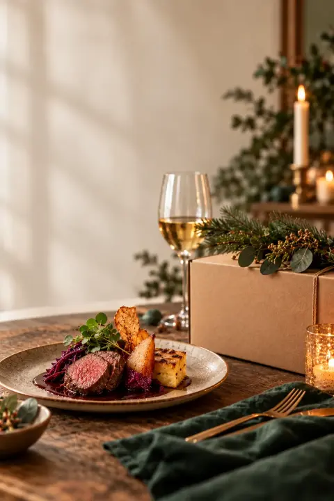 Feestelijk kerstdiner kerstbox